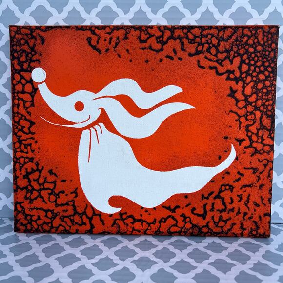 Nightmare Before Christmas Zero Dog Silhouette Powerwash Canvas Art 8x10 - Picture 1 of 1